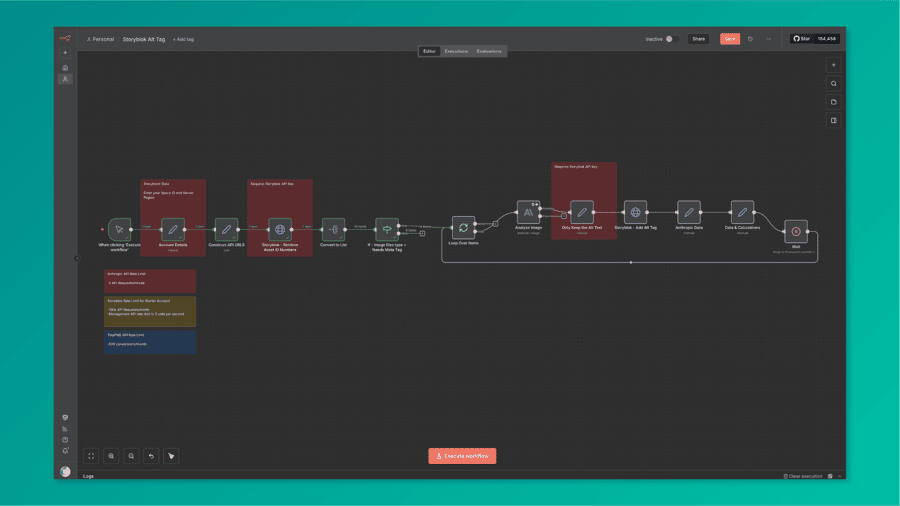 The image shows a visual workflow diagram or process flow for a software application or service, with various interconnected nodes and elements.