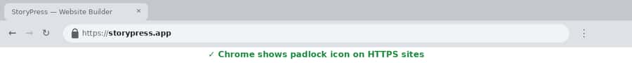 Chrome browser showing secure padlock icon for an HTTPS website