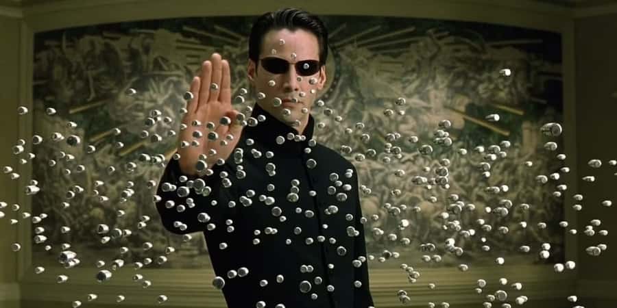 The Matrix's Neo stopping bullets in the air